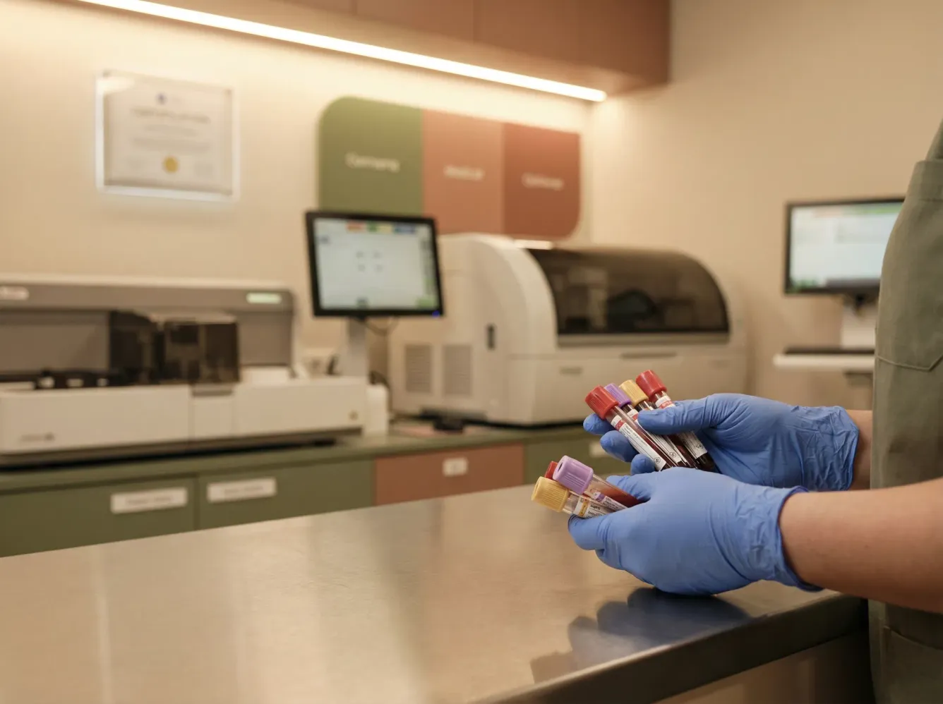 Certified laboratory processing blood samples