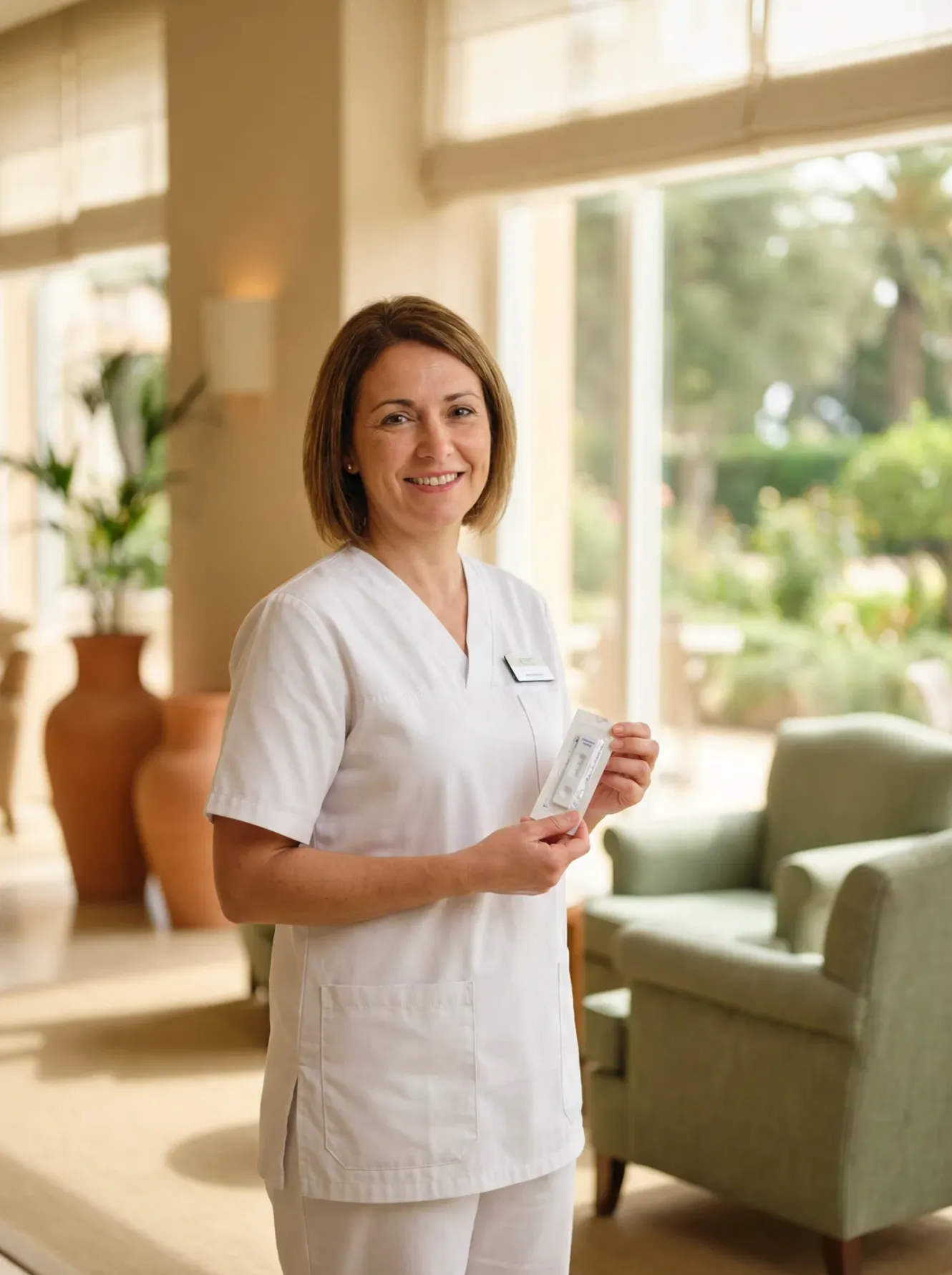 Professional nurse with testing kit